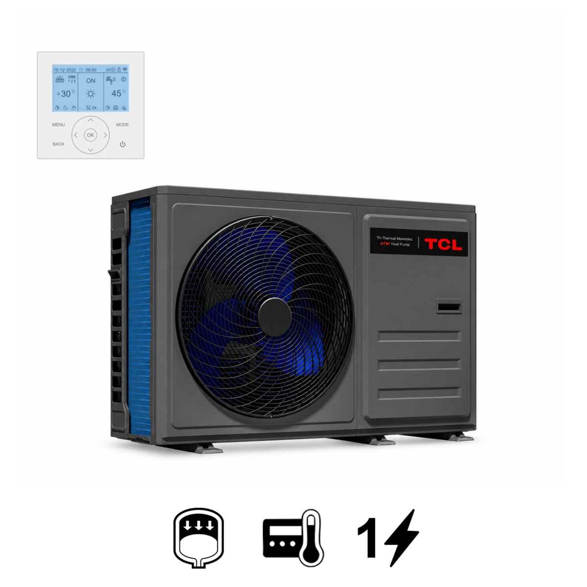 TCL Tri-Thermal HB04SP0 R-290 monoblokk levegő-víz hőszivattyú 4 kW (HB04SP0)
