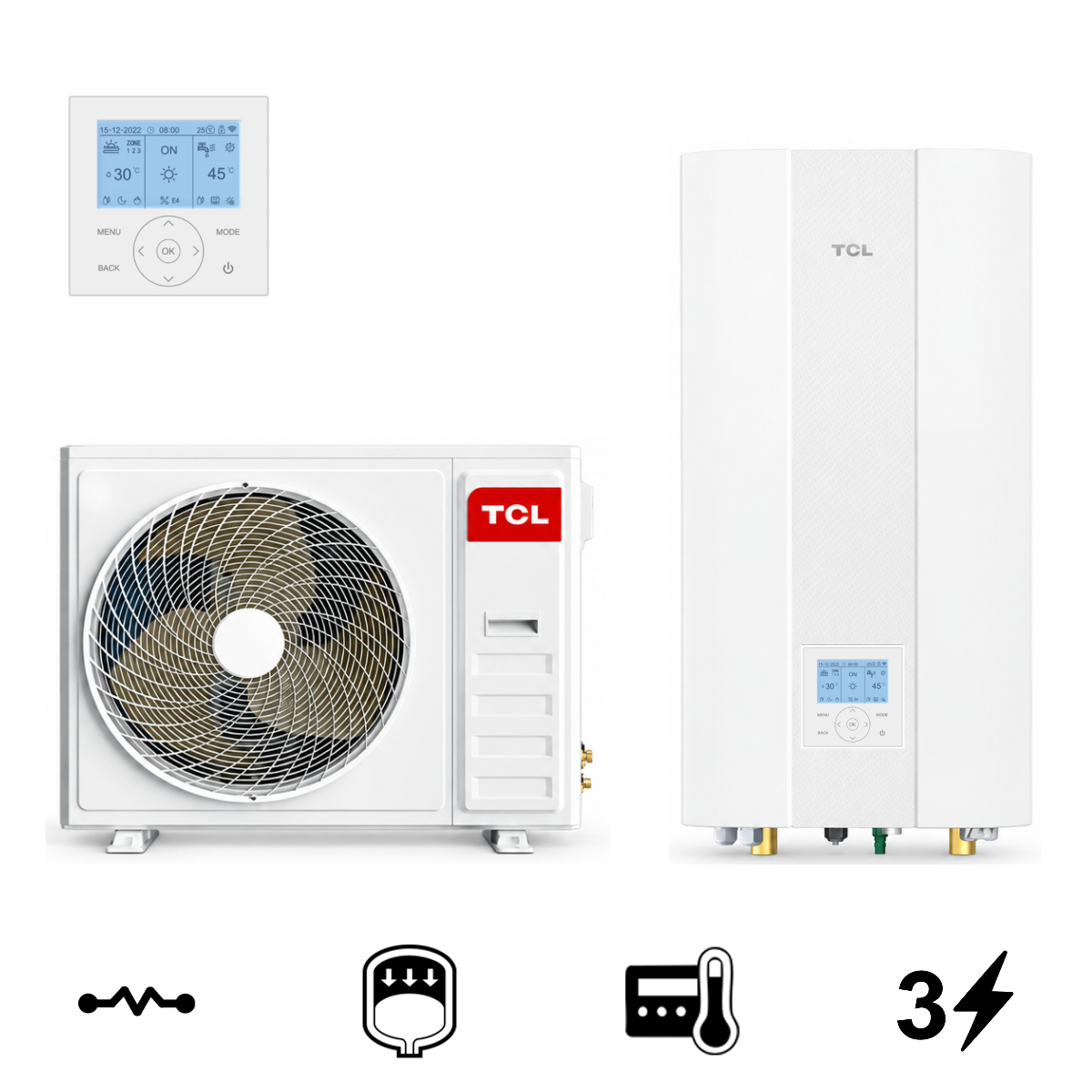 TCL Tri Thermal KIT-16 split levegő-víz hőszivattyú, 16 kW (KIT-HBPA-16-400) 