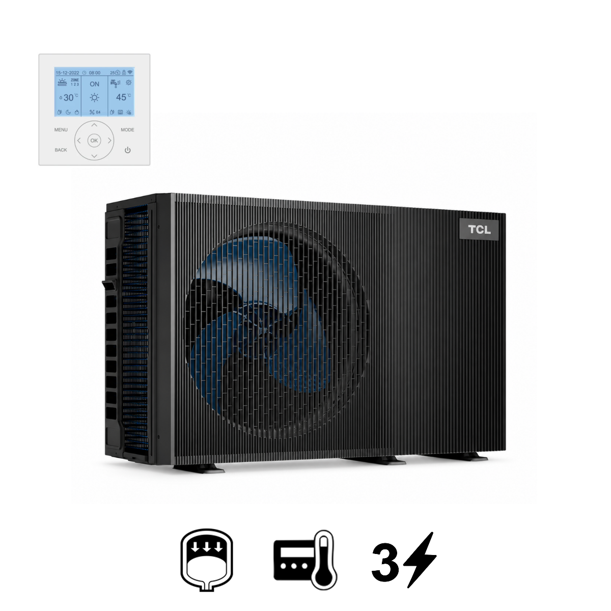 TCL Tri-Thermal HB12TP0 R-290 monoblokk levegő-víz hőszivattyú 12 kW (HB12TP0)