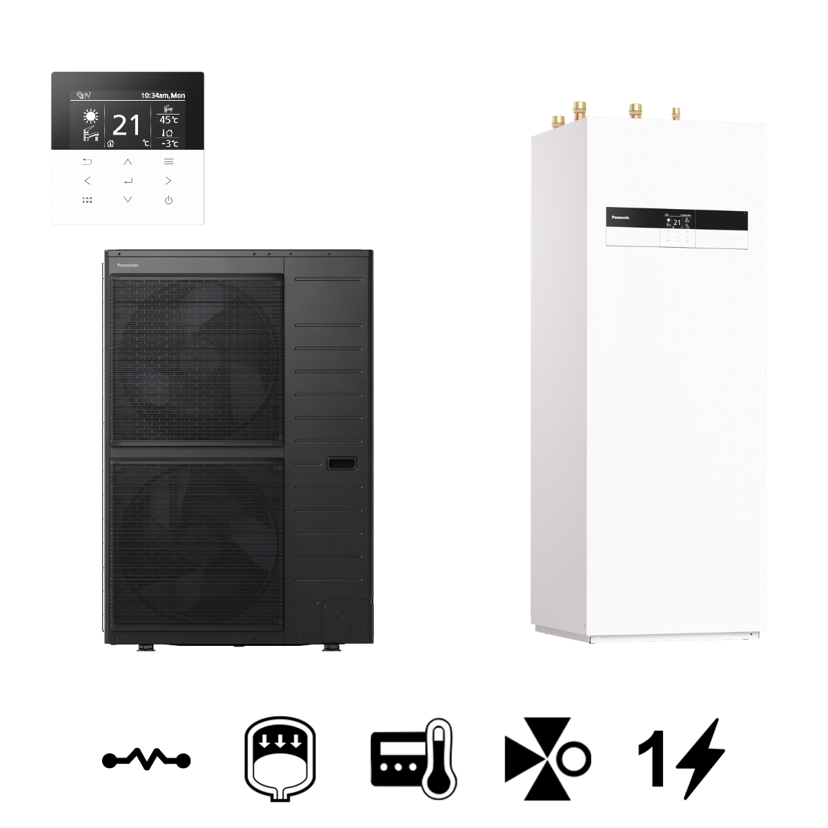 Panasonic Aquarea High Performance "K" All In One split levegő-víz hőszivattyú, 185 L-es HMV tárolóval, 12 kW (KKIT-ADC12K6E5)