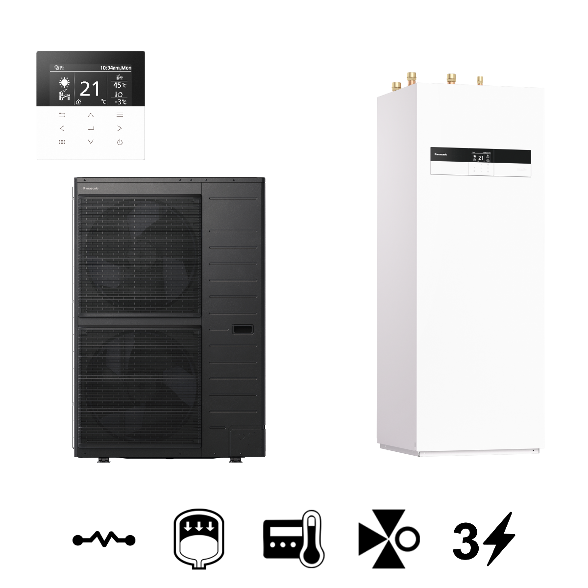 Panasonic Aquarea High Performance "K" All In One split levegő-víz hőszivattyú, 185 L-es HMV tárolóval, 9 kW (KIT-ADC09K9E8)