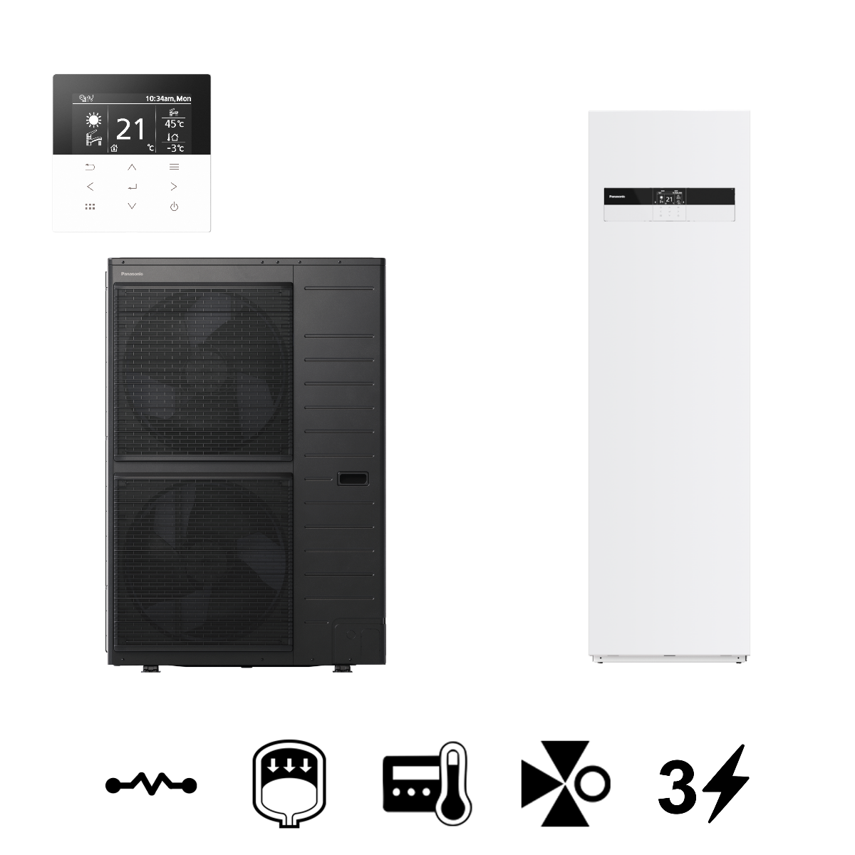 Panasonic Aquarea High Performance "K" All In One split levegő-víz hőszivattyú, 260 L-es HMV tárolóval, 16 kW (KIT-ADC16K9E8)