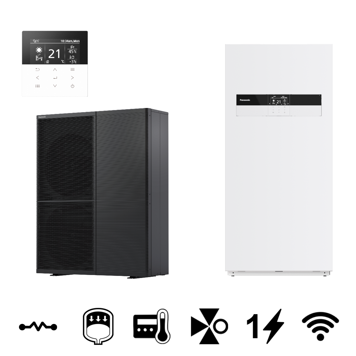Panasonic Aquarea T-CAP "M" All In One monoblokk levegő-víz hőszivattyú, 120 L-es HMV tárolóval, 9 kW (WH-WXG09ME5+WH-ADC0916M3E51)