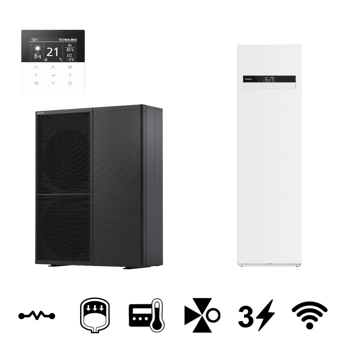 Panasonic Aquarea T-CAP "M" All In One monoblokk levegő-víz hőszivattyú, 260 L-es HMV tárolóval, 9 kW (WH-WXG09ME8+WH-ADC0316M9E83)