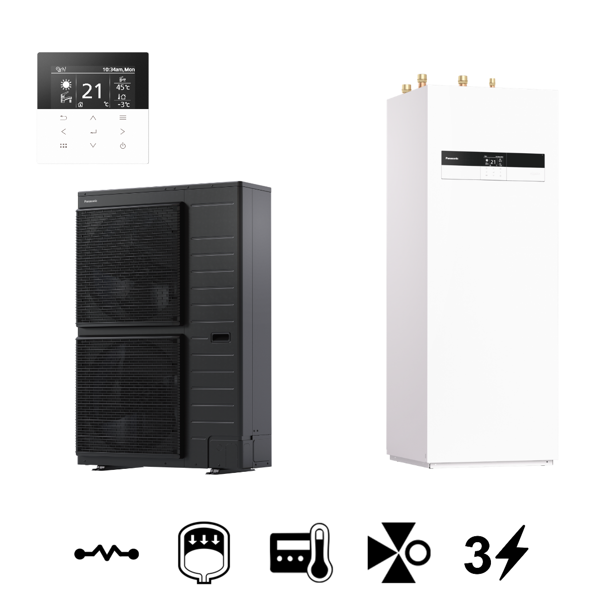 Panasonic Aquarea T-CAP "K" All In One split levegő-víz hőszivattyú, 185 L-es HMV tárolóval, 9 kW (KIT-AXC12K9E8)
