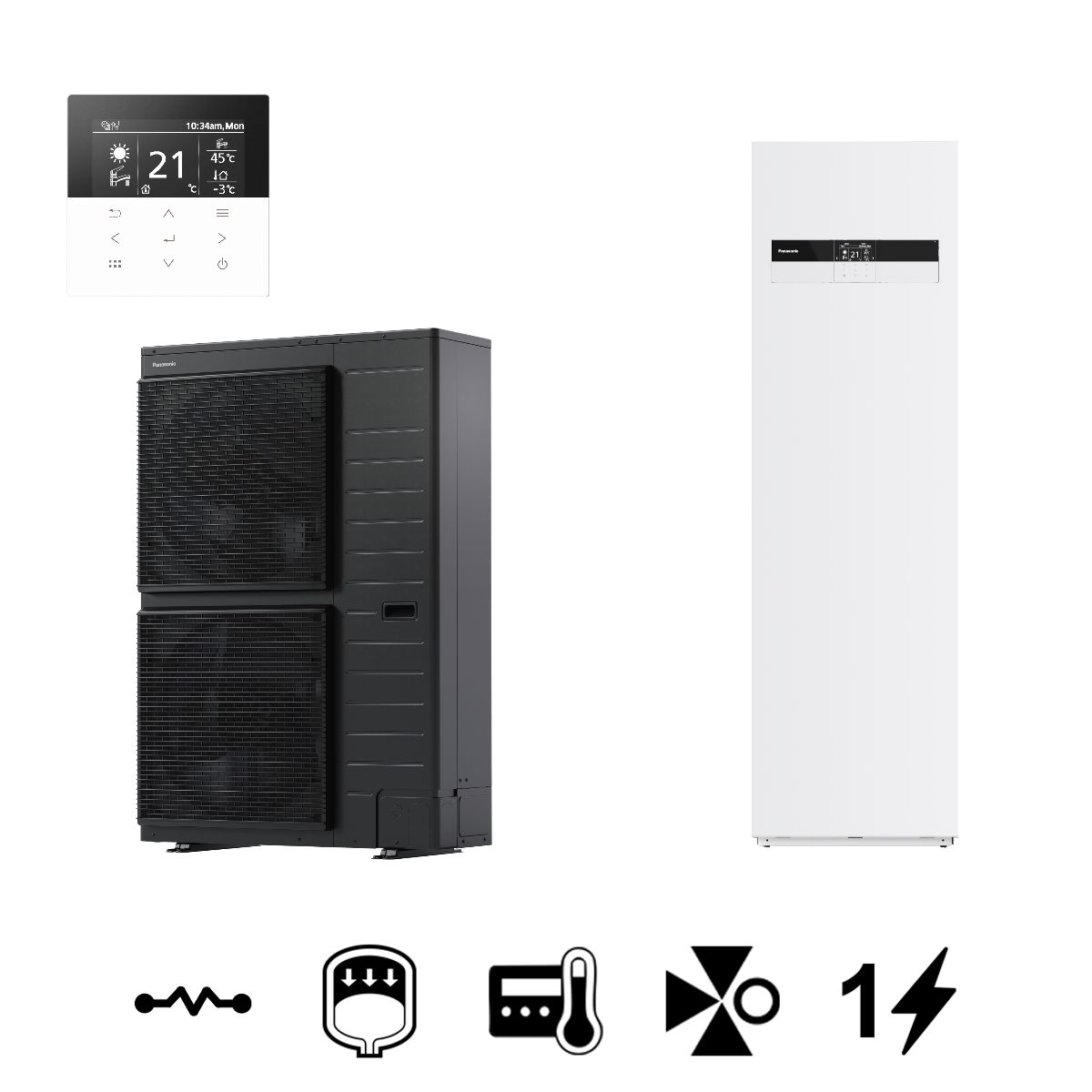 Panasonic Aquarea T-CAP "K" All In One split levegő-víz hőszivattyú, 260 L-es HMV tárolóval, 12 kW (KIT-AXC12K6E53)