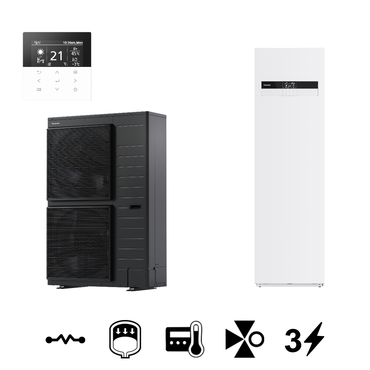 Panasonic Aquarea T-CAP "K" All In One split levegő-víz hőszivattyú, 260 L-es HMV tárolóval, 12 kW (KIT-AXC12K9E83)