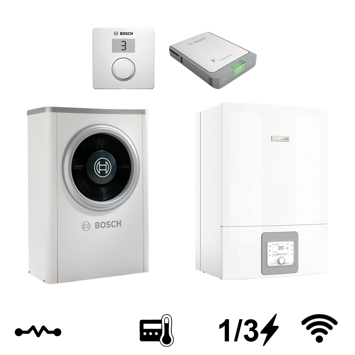 Bosch Compress 6000 AW 9 OR-S + AWE 5-9 monoblokk levegő-víz hőszivattyú, 6 kW (8731750121)