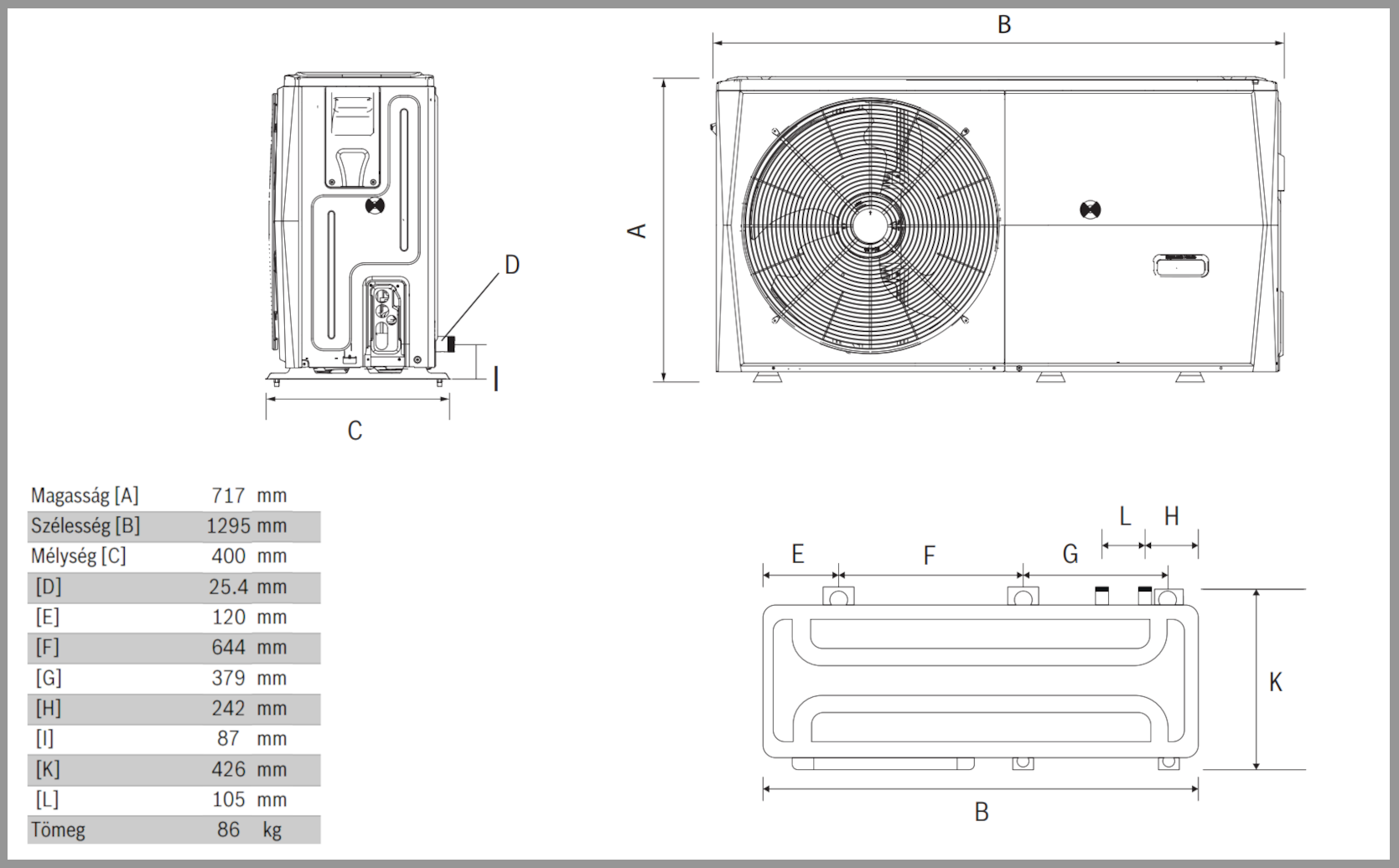 Bosch Compress 2000 AWF 14 R-T monoblokk levegő-víz hőszivattyú, 14 kW (7738602674)