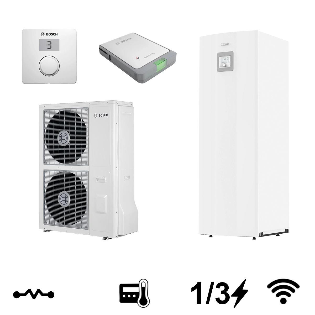 Bosch Compress 3400i AWS 14 OR-S + AWS 14 M split levegő-víz hőszivattyú, HMV tárolóval, 14 kW (8750722685+7738602244)