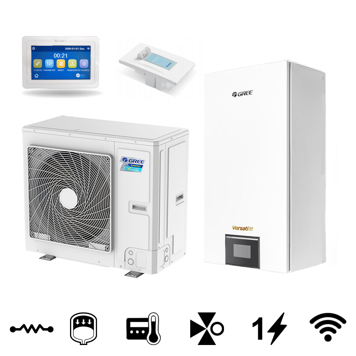 Gree Versati III split levegő-víz hőszivattyú, 8 kW (GRS-CQ8.0Pd/NhH2-E)