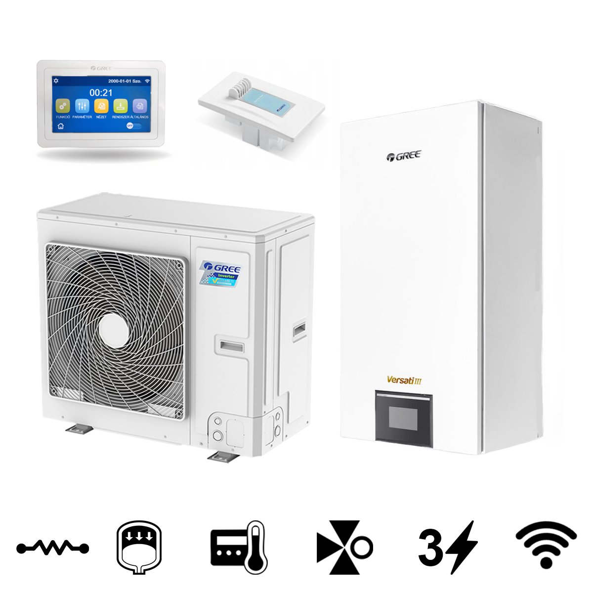 Gree Versati III split levegő-víz hőszivattyú, 12 kW (GRS-CQ12Pd/NhH-M)