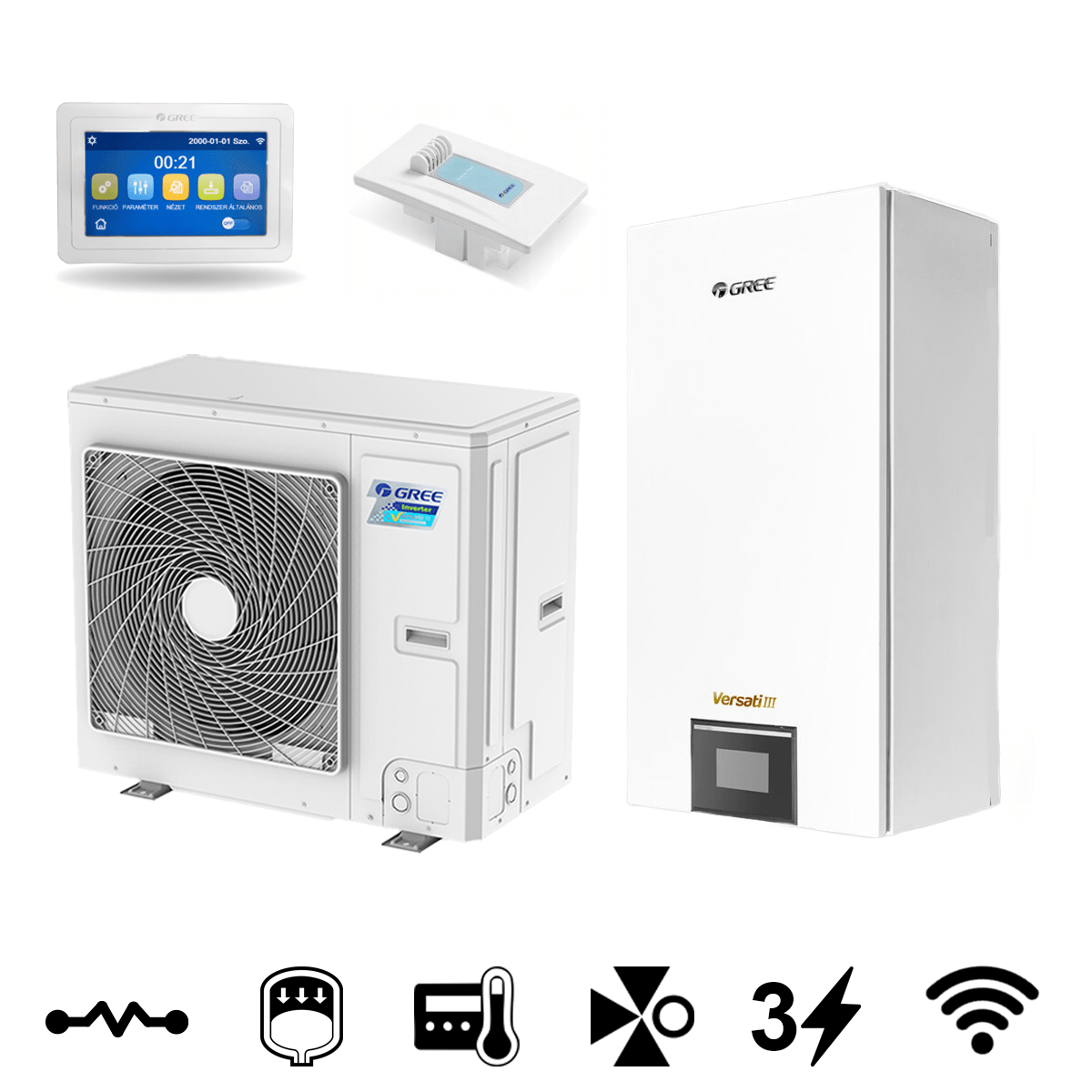 Gree Versati III split levegő-víz hőszivattyú, 15,5 kW (GRS-CQ16Pd/NhH-M)