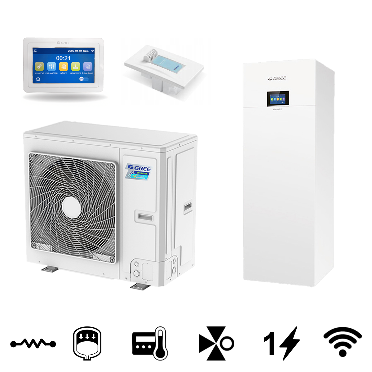 Gree Versati III Plus All In One split levegő-víz hőszivattyú, HMV tárolóval, 8 kW (GRS-CQ8.0PDG/NHH2-E)
