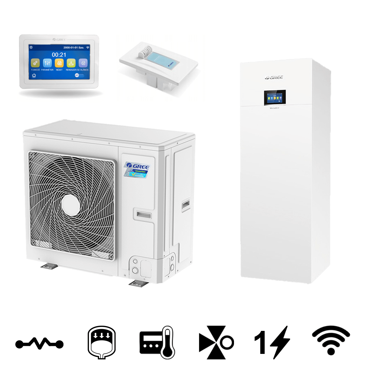 Gree Versati III Plus All In One split levegő-víz hőszivattyú, HMV tárolóval, 10 kW (GRS-CQ10PDG/NHH2-E)