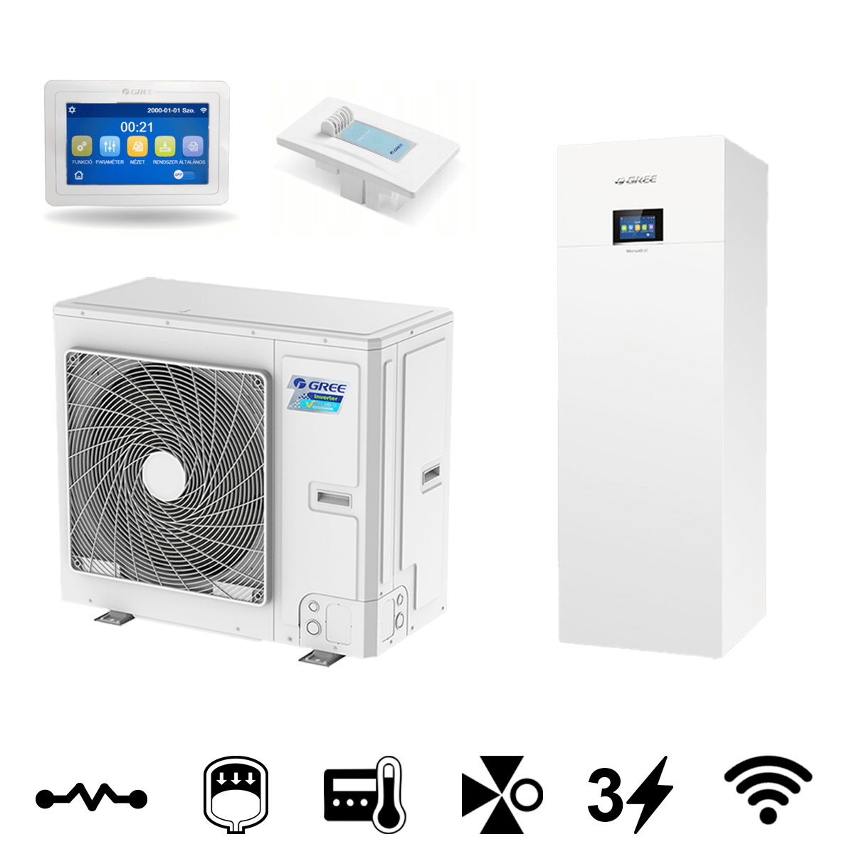 Gree Versati III Plus All In One split levegő-víz hőszivattyú, HMV tárolóval, 12 kW (GRS-CQ12PDG/NHH2-M)