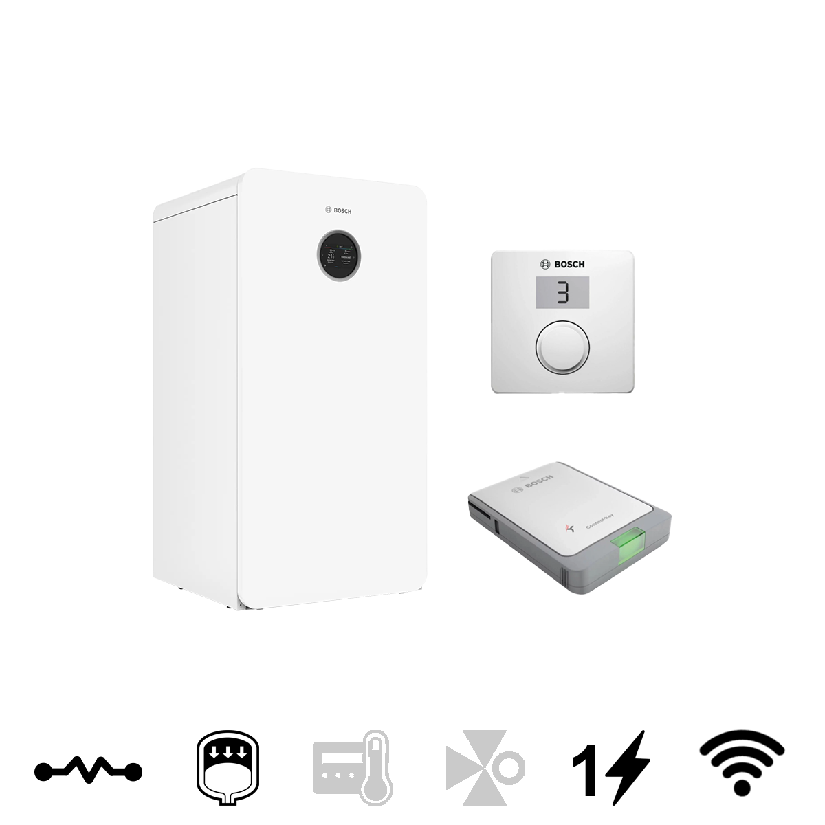 Bosch Compress 5800i AW 12 MB monoblokk levegő-víz hőszivattyú beltéri egység, puffer és tágulási tartállyal (8738215712)