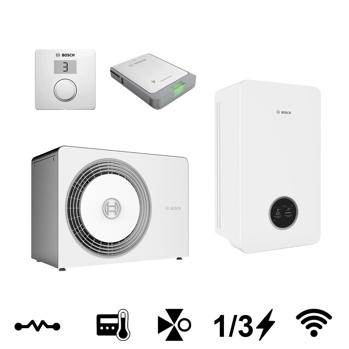 Bosch Compress 5800i AW 4 OR-S + AW 12 E monoblokk levegő-víz hőszivattyú, 4 kW (8738215701+8738215711) 