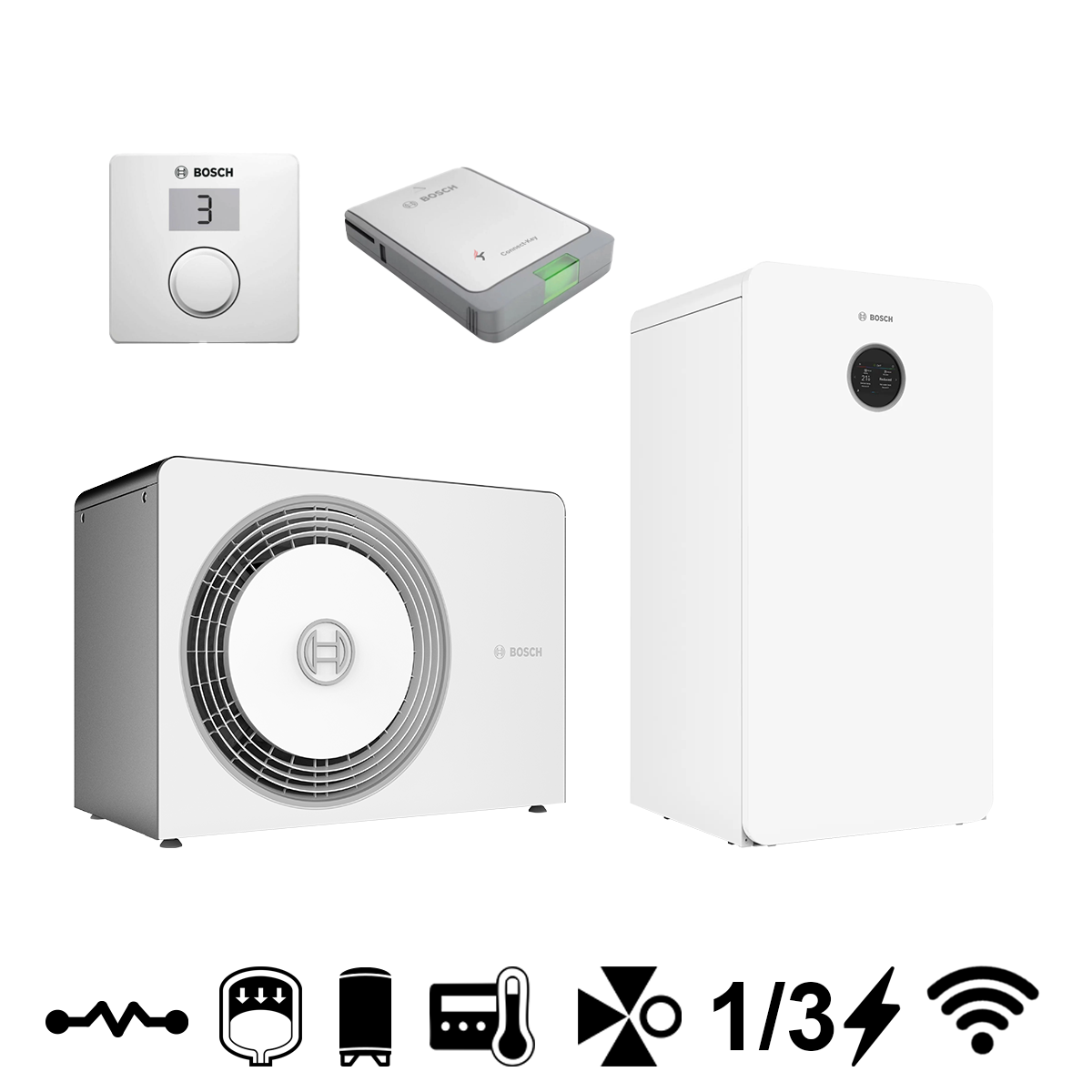 Bosch Compress 5800i AW 5 OR-S + AW 12 MB monoblokk levegő-víz hőszivattyú, 6 kW (8738215702+8738215712) 